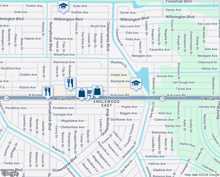 map of restaurants, bars, coffee shops, grocery stores, and more near 11315 Kimberly Avenue in Englewood