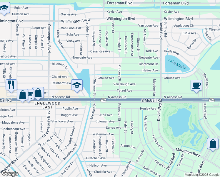 map of restaurants, bars, coffee shops, grocery stores, and more near 12054 Tetzel Avenue in Port Charlotte
