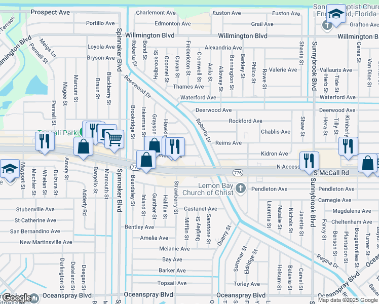 map of restaurants, bars, coffee shops, grocery stores, and more near 10194 Tramore Avenue in Englewood