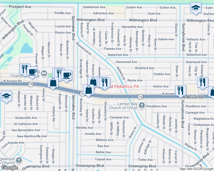map of restaurants, bars, coffee shops, grocery stores, and more near 10146 Tramore Avenue in Englewood
