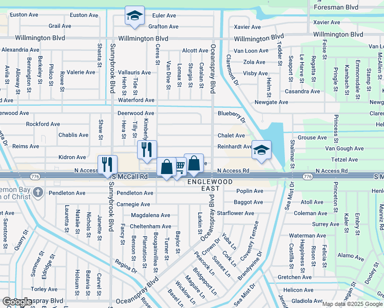 map of restaurants, bars, coffee shops, grocery stores, and more near 11191 Kimberly Avenue in Englewood