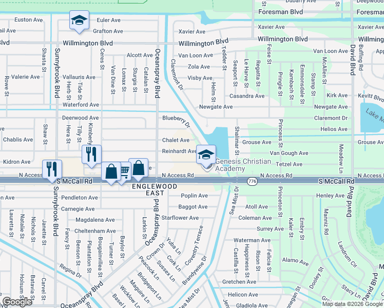 map of restaurants, bars, coffee shops, grocery stores, and more near 11369 Reinhardt Avenue in Englewood