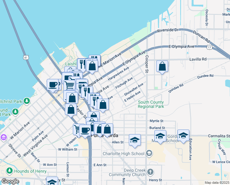 map of restaurants, bars, coffee shops, grocery stores, and more near 455 Doctor Martin Luther King Junior Boulevard in Punta Gorda