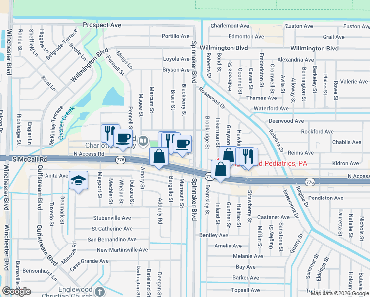 map of restaurants, bars, coffee shops, grocery stores, and more near 6567 Spinnaker Boulevard in Englewood