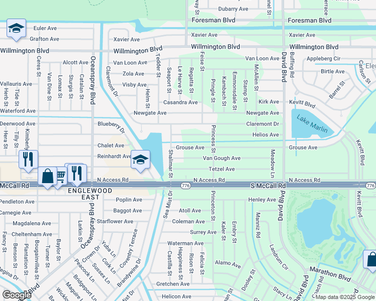 map of restaurants, bars, coffee shops, grocery stores, and more near 12007 Grouse Avenue in Port Charlotte