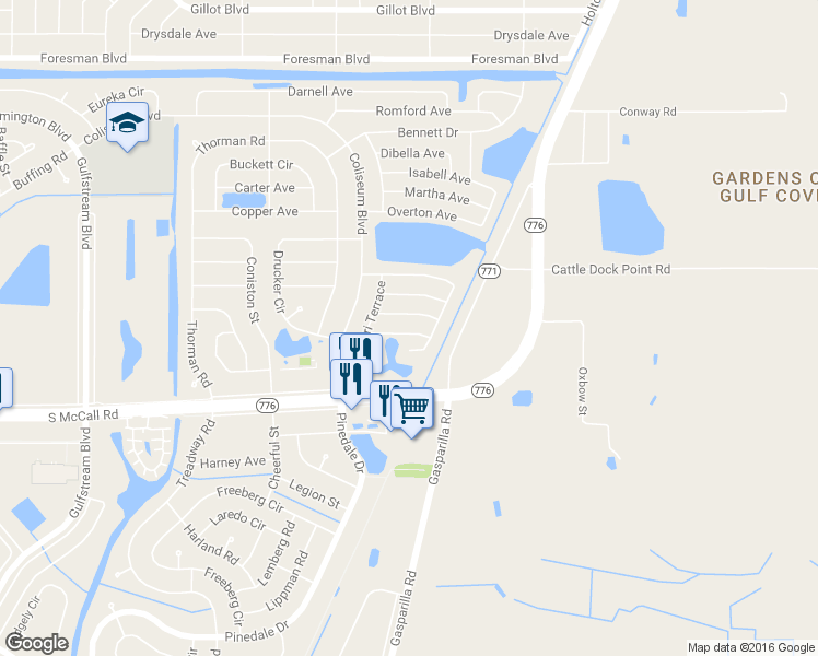 map of restaurants, bars, coffee shops, grocery stores, and more near 13502 Alberta Avenue in Port Charlotte