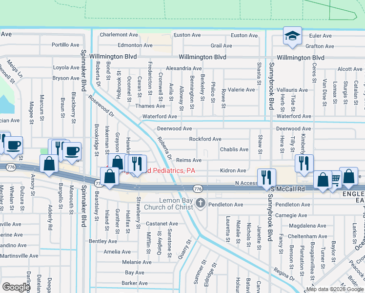 map of restaurants, bars, coffee shops, grocery stores, and more near 10289 Chadwick Avenue in Englewood
