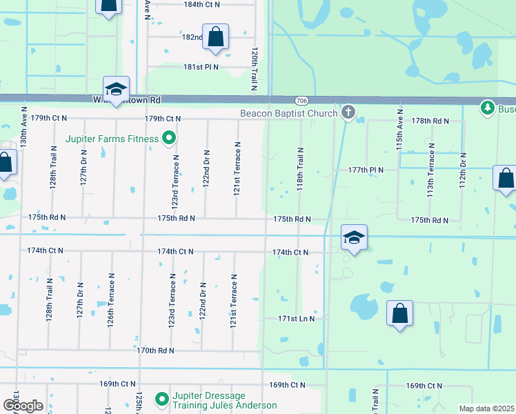 map of restaurants, bars, coffee shops, grocery stores, and more near 17625 Alexander Run in Jupiter