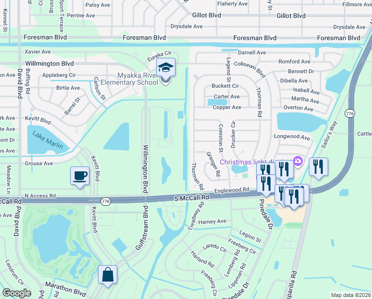map of restaurants, bars, coffee shops, grocery stores, and more near 3681 Tamiami Trail in Port Charlotte
