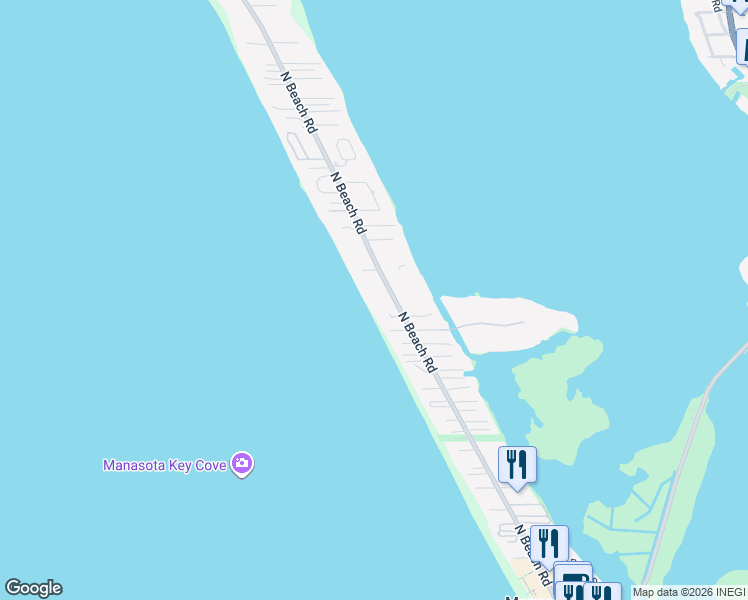 map of restaurants, bars, coffee shops, grocery stores, and more near 2950 North Beach Road in Englewood