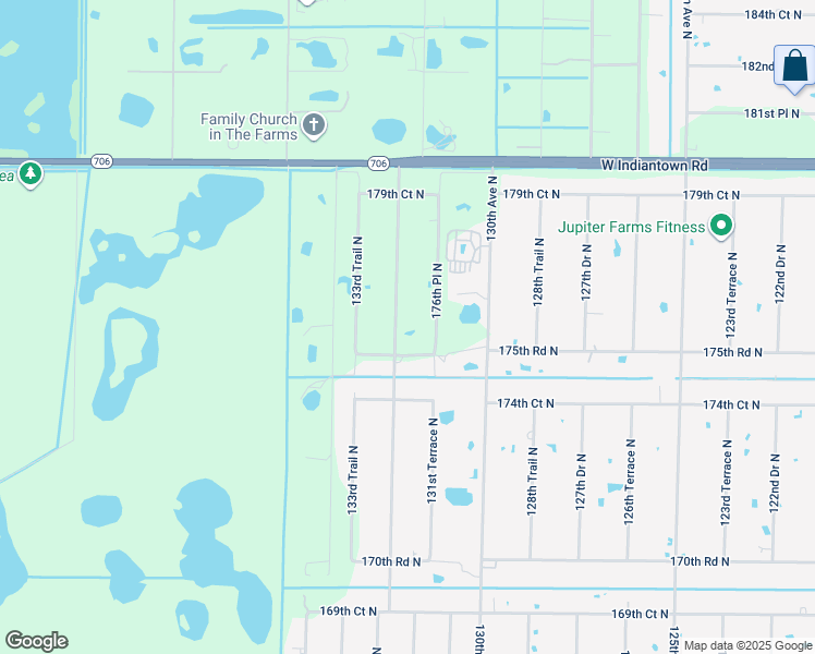map of restaurants, bars, coffee shops, grocery stores, and more near 17628 Brian Way in Jupiter