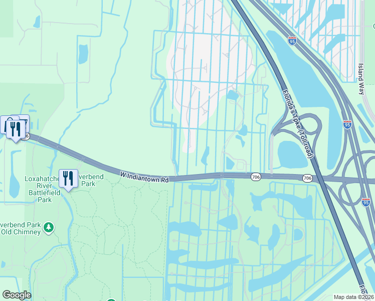map of restaurants, bars, coffee shops, grocery stores, and more near 261 Blanca Isles Lane in Jupiter