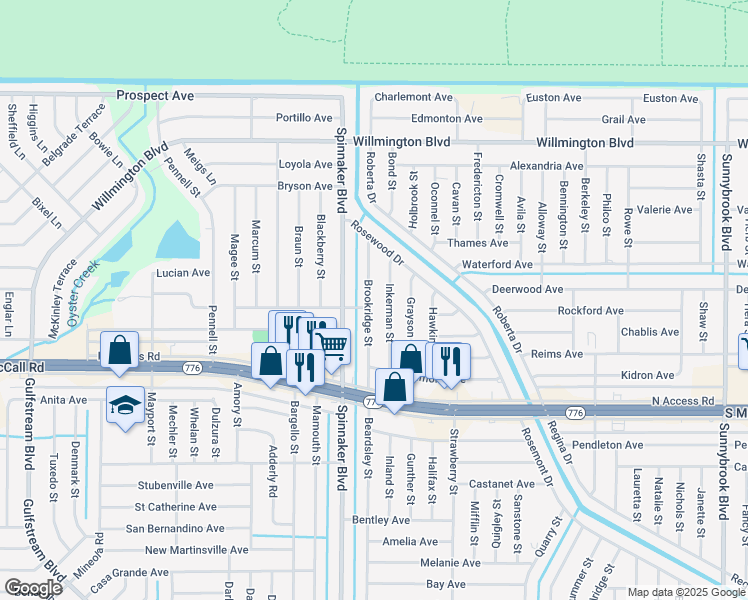 map of restaurants, bars, coffee shops, grocery stores, and more near 6304 Brookridge Street in Englewood