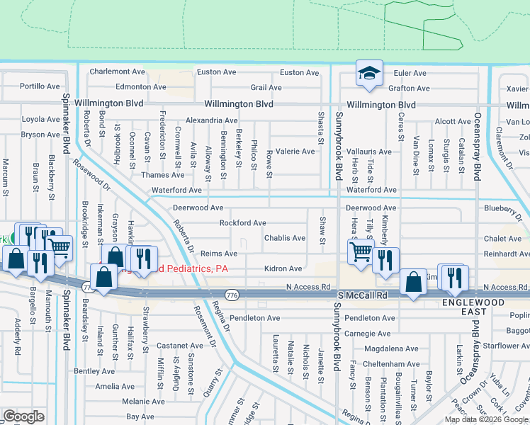 map of restaurants, bars, coffee shops, grocery stores, and more near 10389 Deerwood Avenue in Englewood