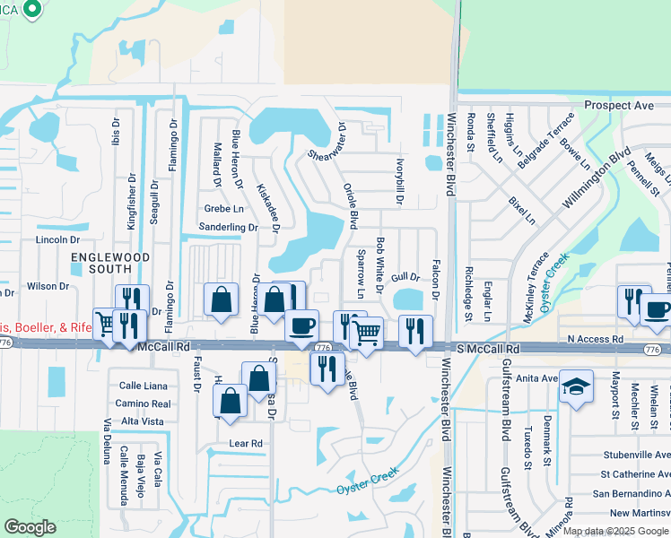 map of restaurants, bars, coffee shops, grocery stores, and more near 6258 Oriole Boulevard in Englewood