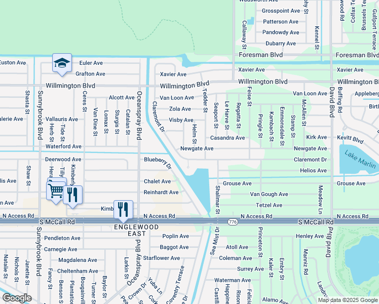 map of restaurants, bars, coffee shops, grocery stores, and more near 6251 Chariot Street in Port Charlotte