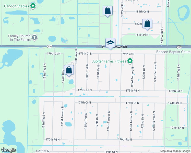 map of restaurants, bars, coffee shops, grocery stores, and more near 17707 Musgrove Lane in Jupiter