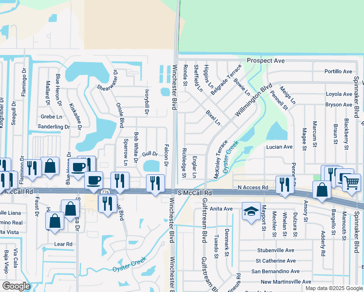 map of restaurants, bars, coffee shops, grocery stores, and more near 6273 Richledge Street in Englewood