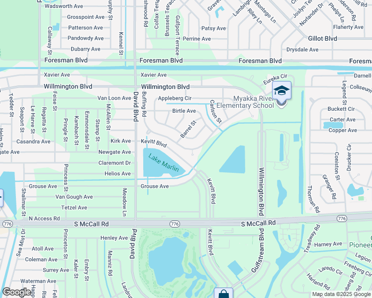 map of restaurants, bars, coffee shops, grocery stores, and more near 12499 Buffing Road in Port Charlotte