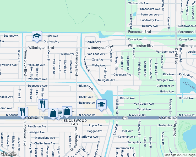 map of restaurants, bars, coffee shops, grocery stores, and more near 6251 Chariot Street in Port Charlotte