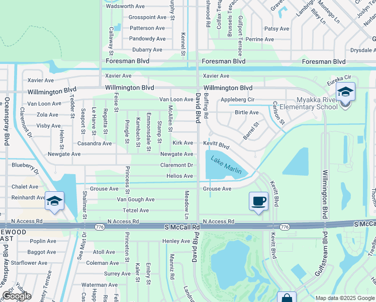 map of restaurants, bars, coffee shops, grocery stores, and more near 12248 Newgate Avenue in Port Charlotte