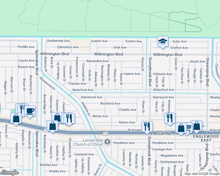 map of restaurants, bars, coffee shops, grocery stores, and more near 6248 Berkley Street in Englewood