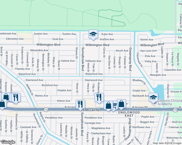 map of restaurants, bars, coffee shops, grocery stores, and more near 11048 Waterford Avenue in Englewood