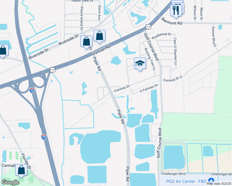 map of restaurants, bars, coffee shops, grocery stores, and more near 26583 Fairway Drive in Punta Gorda