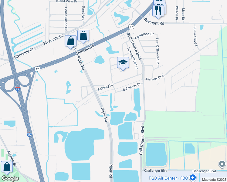 map of restaurants, bars, coffee shops, grocery stores, and more near 925 Indian Creek Lane in Punta Gorda