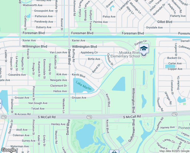map of restaurants, bars, coffee shops, grocery stores, and more near 12499 Buffing Road in Port Charlotte