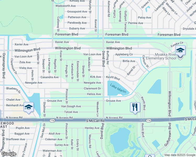 map of restaurants, bars, coffee shops, grocery stores, and more near 12248 Newgate Avenue in Port Charlotte