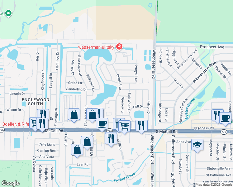 map of restaurants, bars, coffee shops, grocery stores, and more near 6258 Oriole Boulevard in Englewood