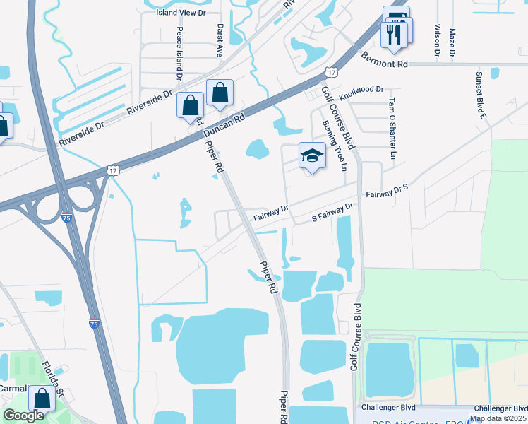 map of restaurants, bars, coffee shops, grocery stores, and more near 26599 Fairway Drive in Punta Gorda