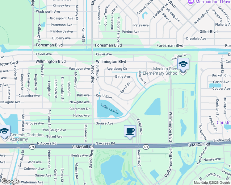 map of restaurants, bars, coffee shops, grocery stores, and more near 12175 Appleberg Circle in Port Charlotte
