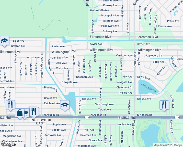 map of restaurants, bars, coffee shops, grocery stores, and more near 6193 Regatta Street in Port Charlotte