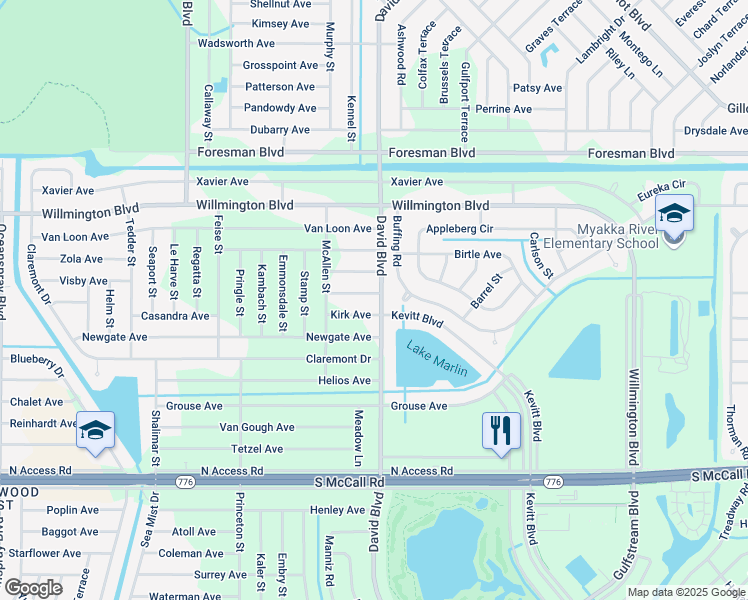 map of restaurants, bars, coffee shops, grocery stores, and more near 12246 Maltz Avenue in Port Charlotte