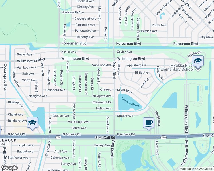 map of restaurants, bars, coffee shops, grocery stores, and more near 12246 Maltz Avenue in Port Charlotte