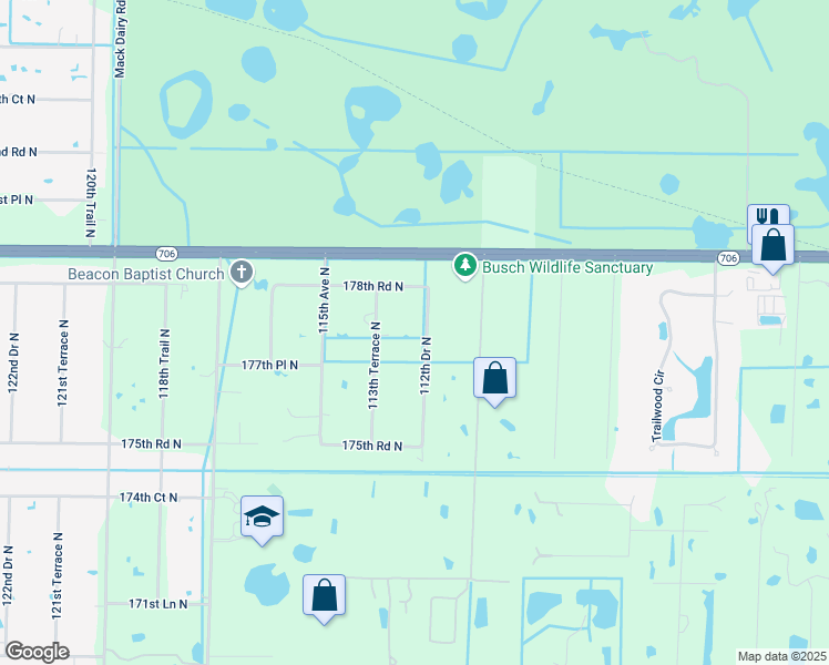 map of restaurants, bars, coffee shops, grocery stores, and more near 17820 113th Terrace North in Jupiter