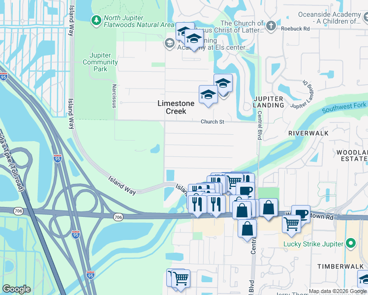 map of restaurants, bars, coffee shops, grocery stores, and more near 6895 3rd Street in Jupiter