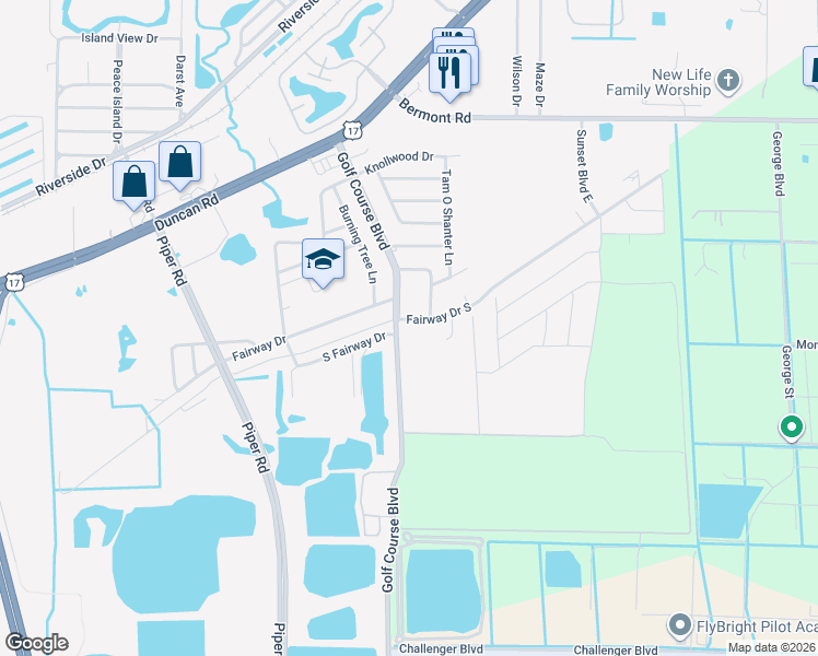 map of restaurants, bars, coffee shops, grocery stores, and more near 4601 Fairway Drive South in Punta Gorda