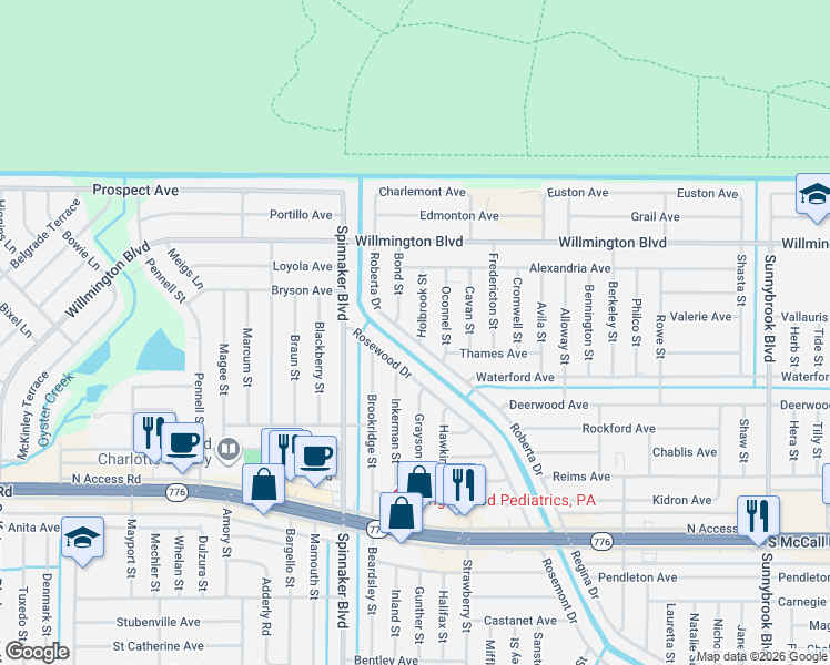 map of restaurants, bars, coffee shops, grocery stores, and more near 6232 Roberta Drive in Englewood