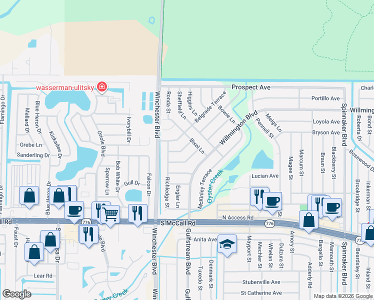 map of restaurants, bars, coffee shops, grocery stores, and more near 9089 Clarion Terrace in Englewood