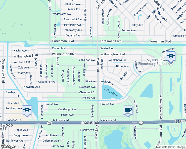 map of restaurants, bars, coffee shops, grocery stores, and more near 12246 Maltz Avenue in Port Charlotte