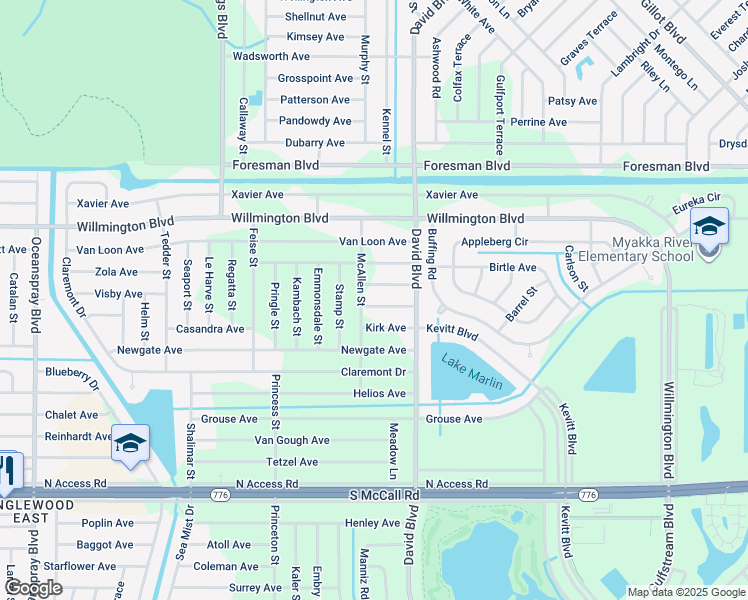 map of restaurants, bars, coffee shops, grocery stores, and more near 12204 Maltz Avenue in Port Charlotte