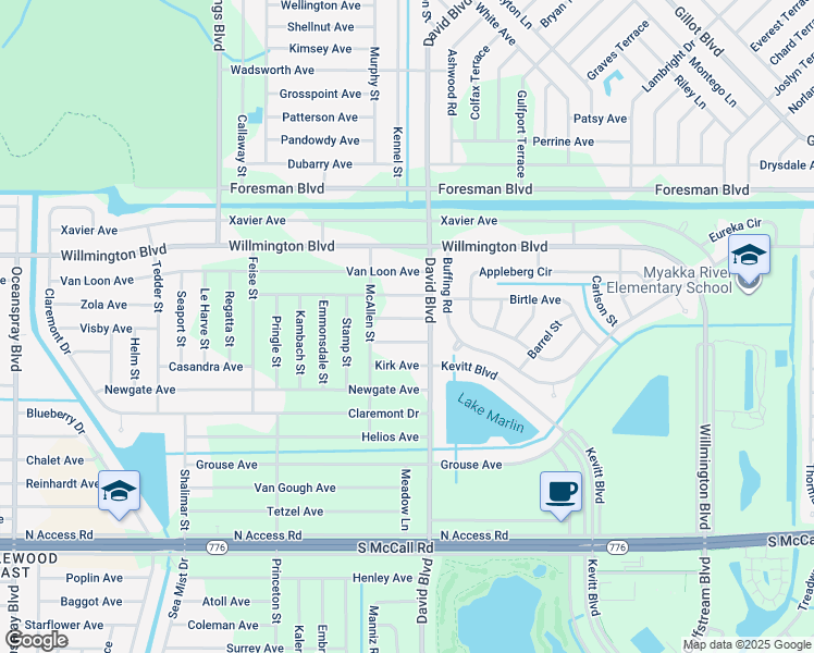 map of restaurants, bars, coffee shops, grocery stores, and more near 12246 Maltz Avenue in Port Charlotte