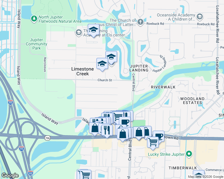 map of restaurants, bars, coffee shops, grocery stores, and more near 6682 4th Street in Jupiter