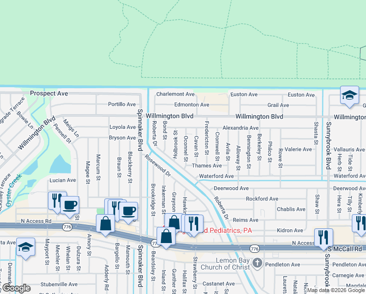 map of restaurants, bars, coffee shops, grocery stores, and more near 6198 Oconnel Street in Englewood