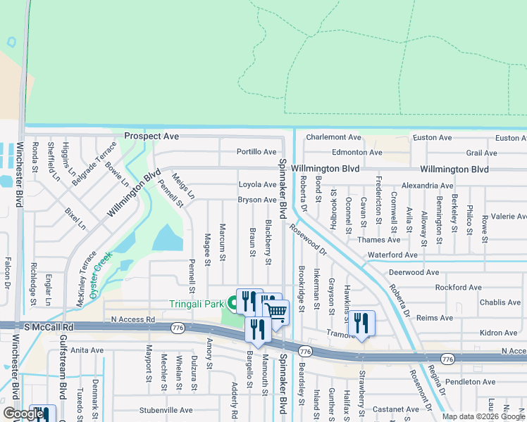 map of restaurants, bars, coffee shops, grocery stores, and more near 6198 Braun Street in Englewood