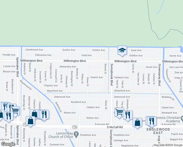 map of restaurants, bars, coffee shops, grocery stores, and more near 10423 Huntington Avenue in Englewood