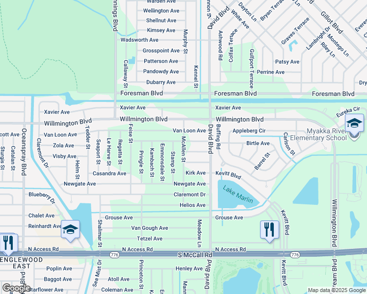 map of restaurants, bars, coffee shops, grocery stores, and more near 6082 McAllen Street in Port Charlotte